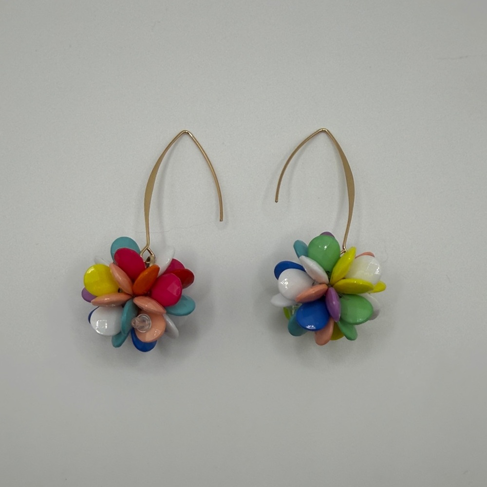Colorful Flower Cluster Drop Earrings